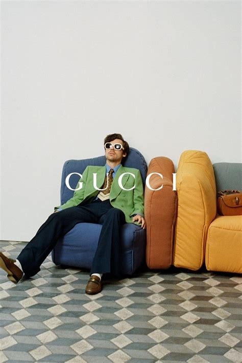 gucci add hipster couch add|harry styles Gucci capsules.